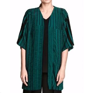 H&M Green Beaded Half Sleeve Kimono Cardigan Mid Length